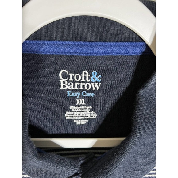 Croft & Barrow Easy Care Nautical Striped Polo Shirt Mens XXL Blue Short Sleeve - Picture 4 of 10